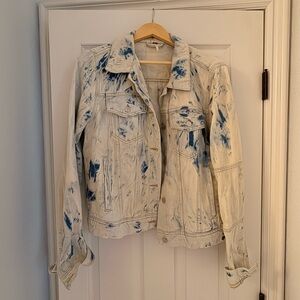 Women's Blue and White Denim Jacket